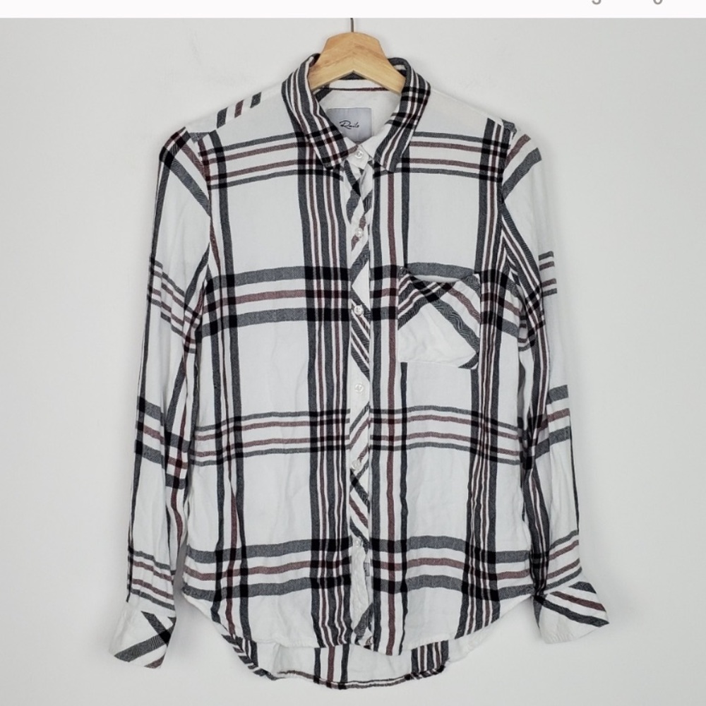 Rails Hunter White Navy Button Up Womens Small